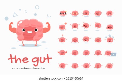 Vector set of cartoon images of Gut. Vector Illustration