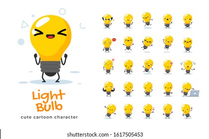 Vector set of cartoon images of Light Bulb. Vector Illustration