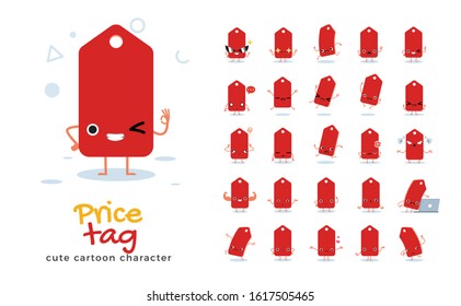 Vector set of cartoon images of Price Tag. Vector Illustration