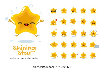 Vector set of cartoon images of Star. Vector Illustration