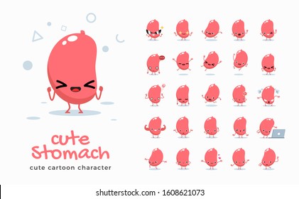 Vector set of cartoon images of Stomach. Vector Illustration