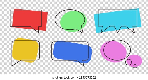 Vector set of cartoon isolated speech bubbles with memphis shape design for decoration and covering on the transparent background.