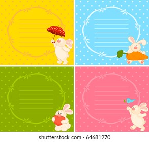 Vector set of cartoon little toy bunny