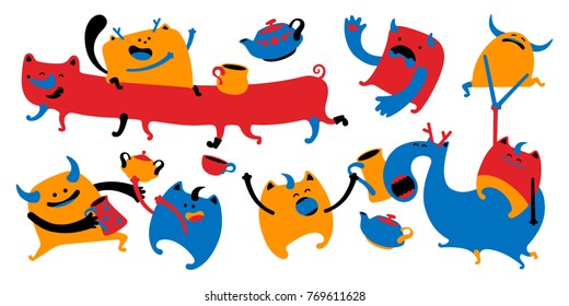 Vector set of cartoon monsters