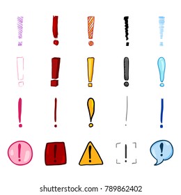 Vector Set of Cartoon Multi Color Exclamation Marks