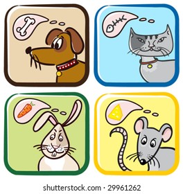 vector set of cartoon pet animals