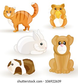 Vector set of cartoon pets