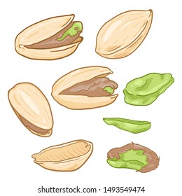 Vector Set of Cartoon Pistachios