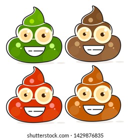 Vector Set of Cartoon Poop. Shit Variations.