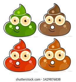 Vector Set of Cartoon Poop. Shit Variations.