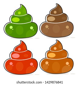 Vector Set of Cartoon Poop. Shit Variations.