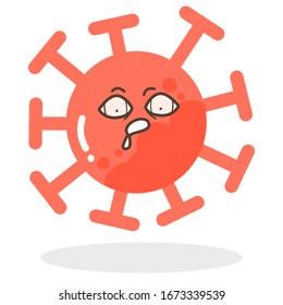 Vector set of cartoon red emoticons face covid-19, emoji starveling, thirstily face of corona virus, Corona Virus cartoon characters - dust floating isolated on white background 
