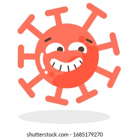 Conjunto vectorial de emoticonos rojos caricaturizados cara covid-19, tramposos emojis, cara descarada y ojos rojos de virus corona, ilustración de personajes de dibujos animados emocionales - polvo flotando aislado en fondo blanco 