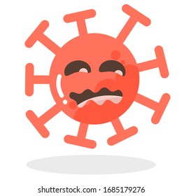 Vector set of cartoon red emoticons face covid-19, emoji Halloween scare face of corona virus, emotion cartoon characters illustration - dust floating isolated on white background 