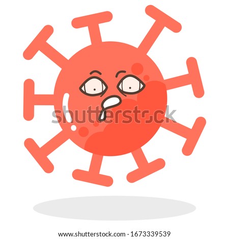 Vector set of cartoon red emoticons face covid-19, emoji starveling, thirstily face of corona virus, Corona Virus cartoon characters - dust floating isolated on white background 