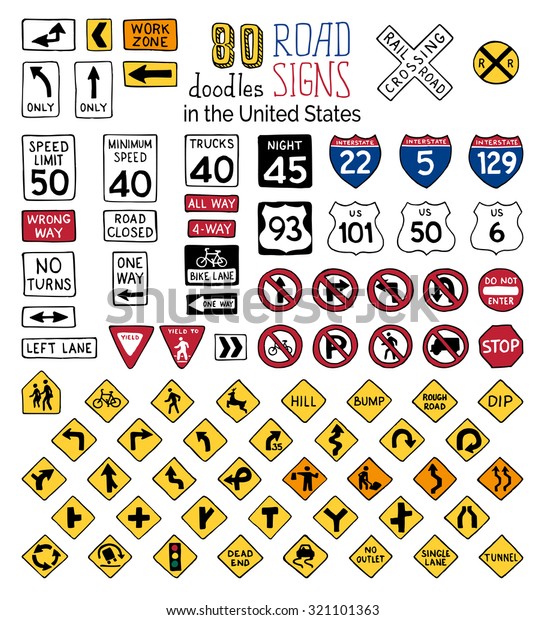 Vector Set Cartoon Road Signs United Stock Vector (Royalty Free) 321101363