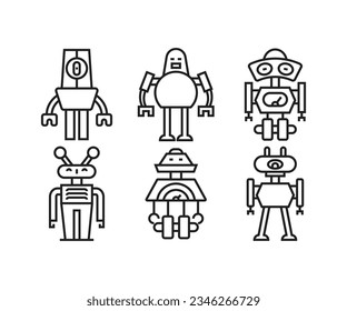vector set of cartoon robot icons