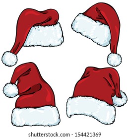 vector set of cartoon santa claus hats