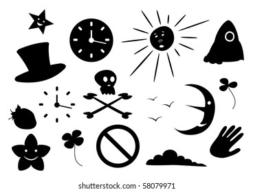 Vector set of cartoon silhouettes.