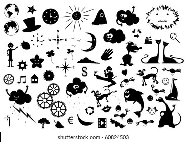 Vector set of cartoon silhouettes