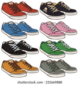 Vector Set of Cartoon Skaters Shoes