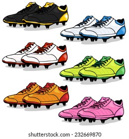 Vector Set of Cartoon Soccer Boots