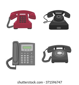 Vector Set of Cartoon Telephones. Flat design  Telephones