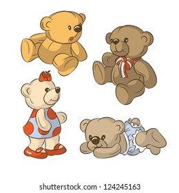 Vector set -  cartoon toy bears