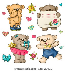 Vector set -  cartoon toy bears