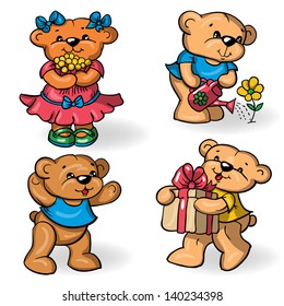 Vector set -  cartoon toy bears