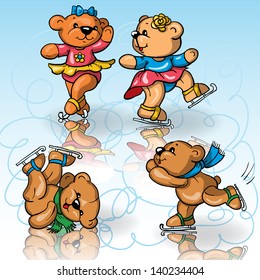 Vector set -  cartoon toy bears