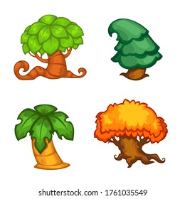 vector set of cartoon tree for your mobile game project