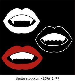 Vector Set Of Cartoon Vampire Mouths With Big Lips