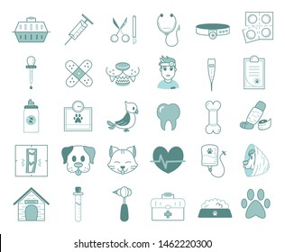 Vector Set Of Cartoon Veterinary Emoji Icons Isolated