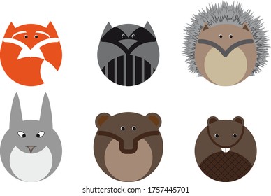 Vector set of cartoon wild animals
