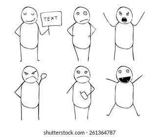 Vector set of cartoons of the people emotions.