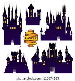 Vector set of castle silhouette