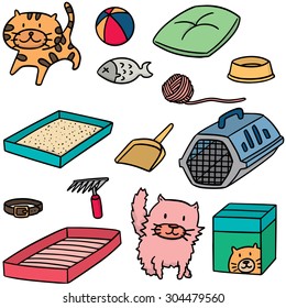 vector set of cat accessories