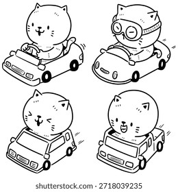 Conjunto de Vector de coche de conducción de gato