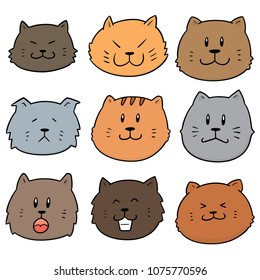 vector set of cat face