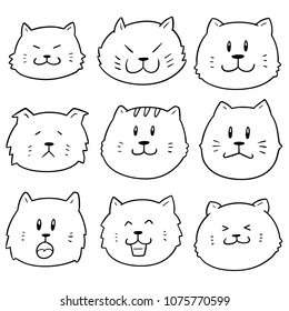 vector set of cat face