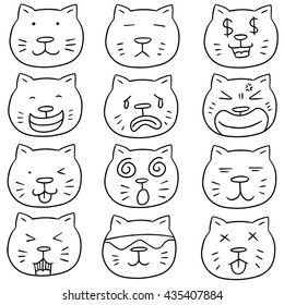 vector set of cat face