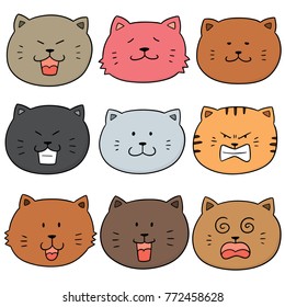 vector set of cat face