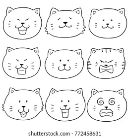 vector set of cat face