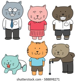 vector set of cat family