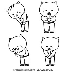 vector set of cat feeling thankful