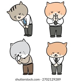 vector set of cat feeling thankful