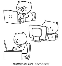 vector set of cat office worker