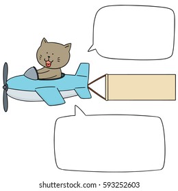 vector set of cat on plane