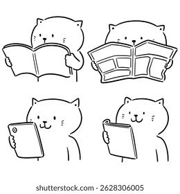 vector set of cat reading
